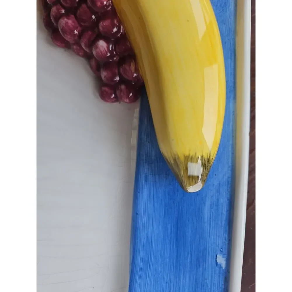 20th Century Trompe l'Oeil Fruit Motif Serving Platter Damaged
